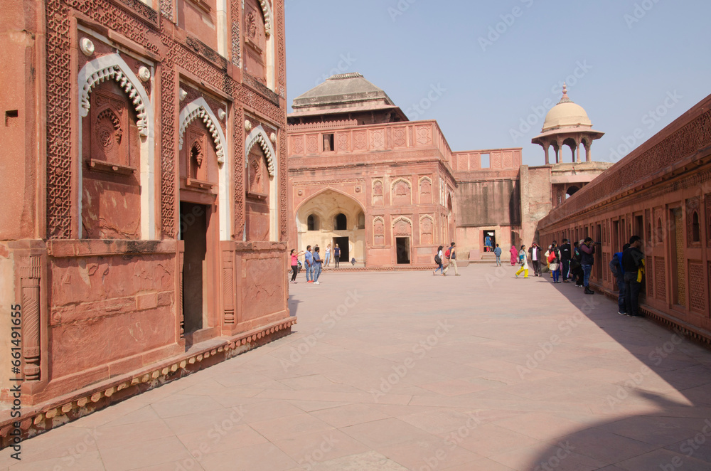 Architecture of Red Fort, Agra, Uttar Pradesh, India.