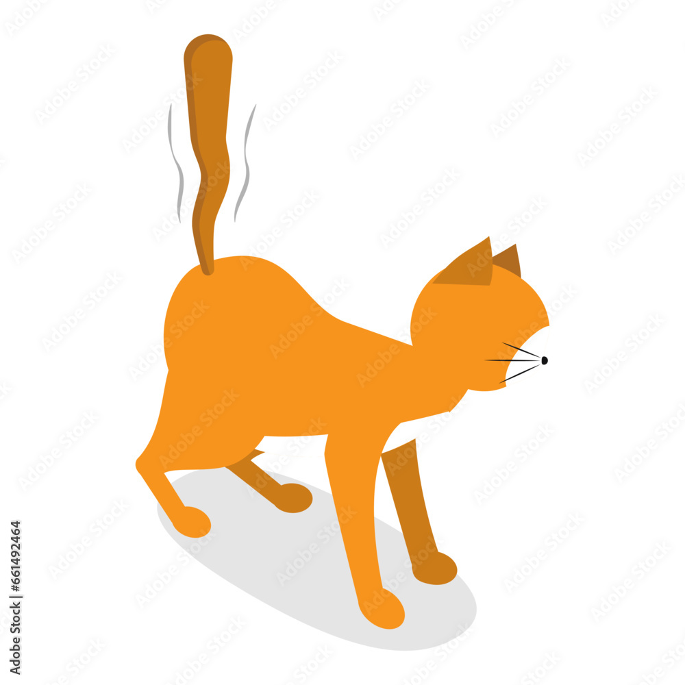 3D Isometric Flat Vector Set of Cats Behavior Poses, Kitty Reactions. Item 3 3D Isometric Flat Vector Set of Cats Behavior Poses, Kitty Reactions. Item 3