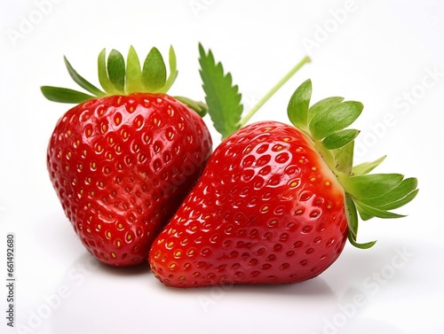 Freshly Picked Juicy Strawberries Isolated on White Background