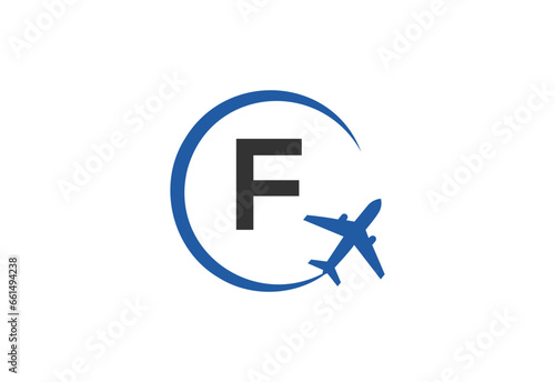 Letter F Air Travel Logo Design Template