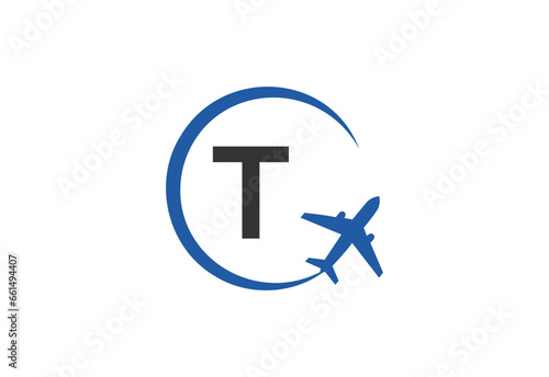 Letter T Air Travel Logo Design Template