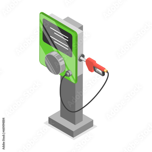 3D Isometric Flat Vector Set of Electromobile Charging Station, Charging Station for Electric Car. Item 3
