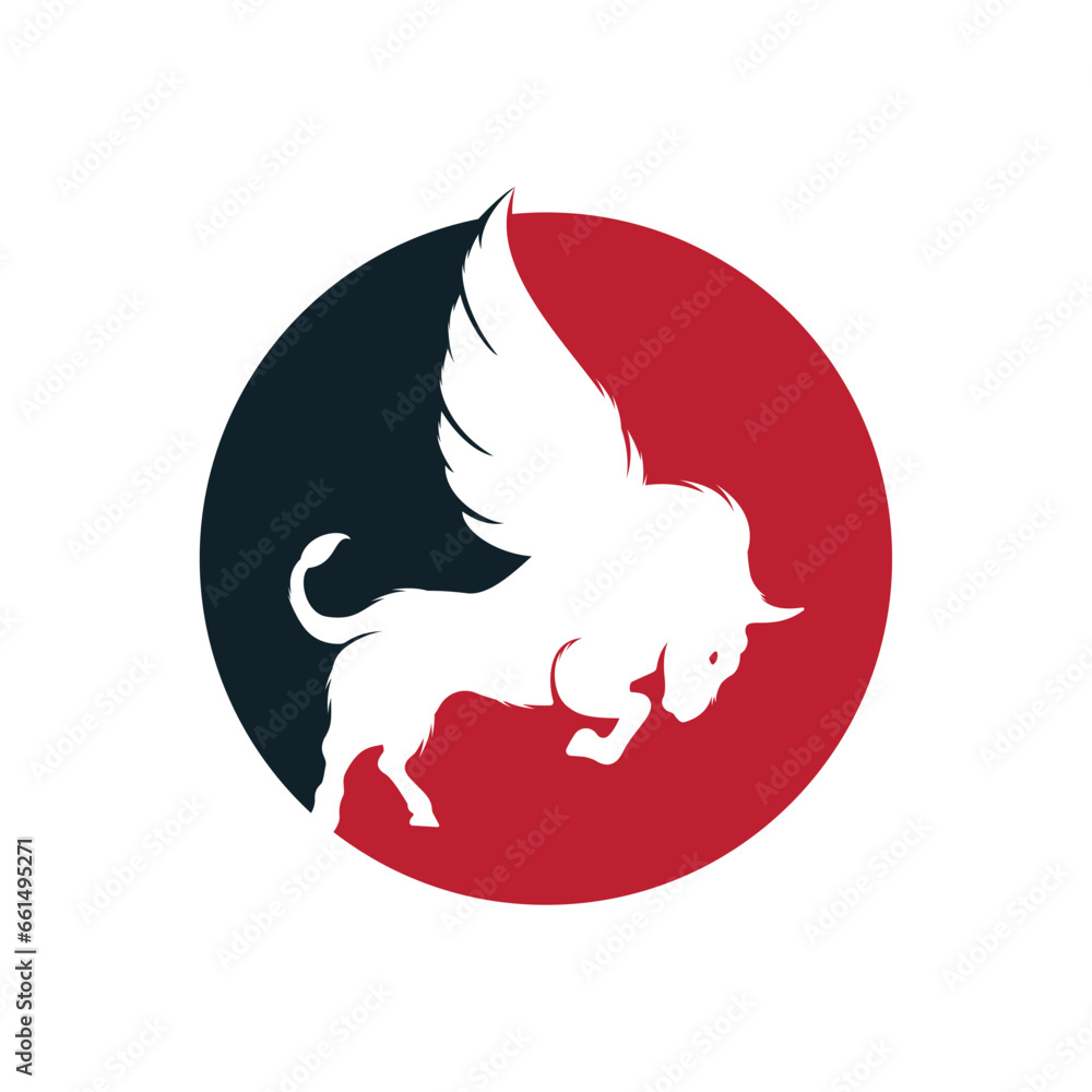 Bull and wings Logo creative design. flying bull icon Vector Illustration Bull and wings Logo creative design. flying bull icon Vector Illustration
