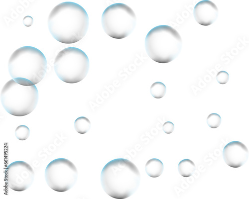 Realistic glass spheres or water bubbles.