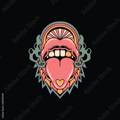 trippy mouth illustration vector design
