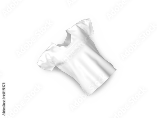 Realistic U-Neck T-Shirt 3D Illustration Mockup on Isolated Background