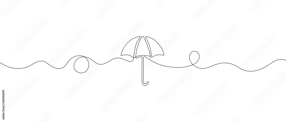 Umbrella line drawing vector. Hand-drawn line icon. Isolated icon. Design linear artwork elements. Flat design. one-line object. - obrazy, fototapety, plakaty 