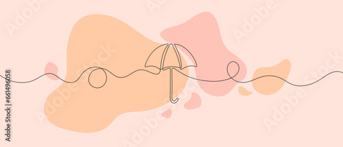 Umbrella line drawing vector. Hand-drawn line icon. Isolated icon. Design linear artwork elements. Flat design. one-line object.