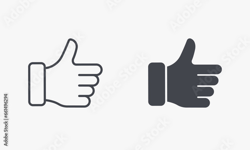 Thumb Up, Like Symbol Collection. Approve, Confirm, Accept, Verify Silhouette and Line Icon Set. Finger Up Gesture, Best Gesture in Social Media Pictogram. Isolated Vector Illustration