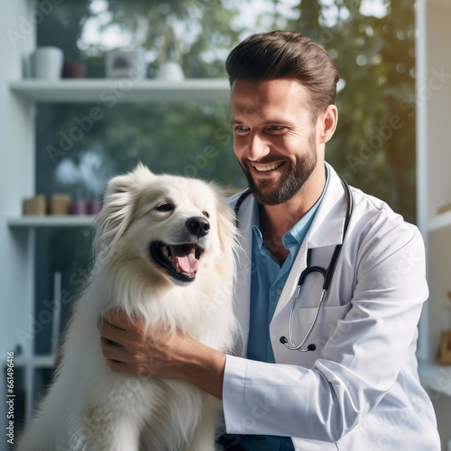veterinarian with dog