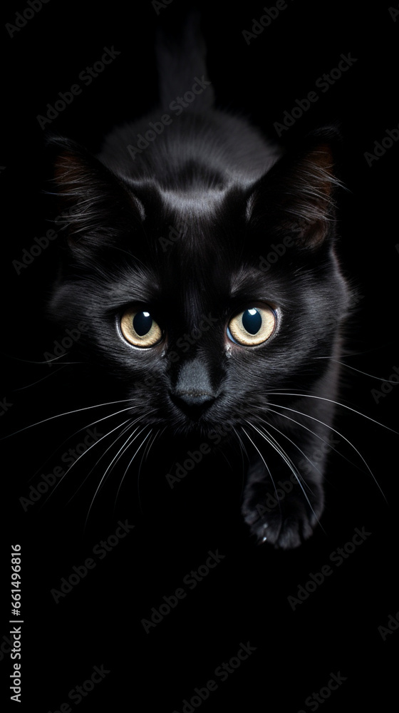 black cat on a black background. generative ai