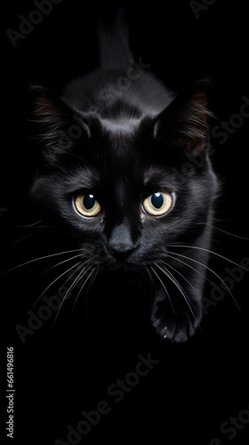 black cat on a black background. generative ai