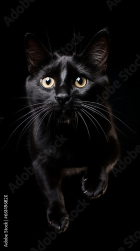 black cat on a black background. generative ai
