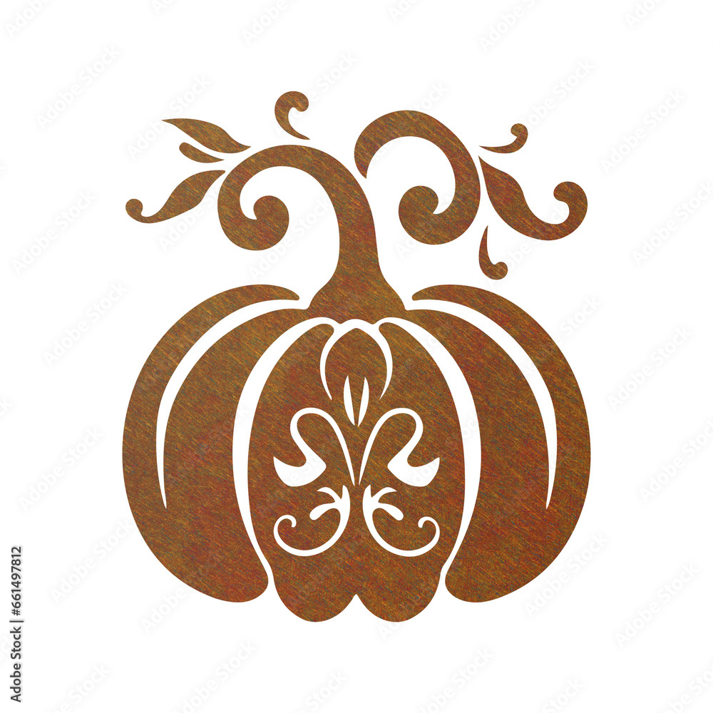 Decorative pumpkin isolated on white background. Ornate illustration created with Generative Ai technology Decorative pumpkin isolated on white background. Ornate illustration created with Generative Ai technology