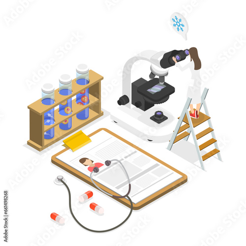 3D Isometric Flat Vector Illustration of Egg Cell Cryopreservation, Surrogacy and Pregnancy. Item 2