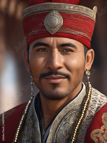 Majestic Moroccan Heritage: Portrait of a Man in Traditional Attire. generative AI