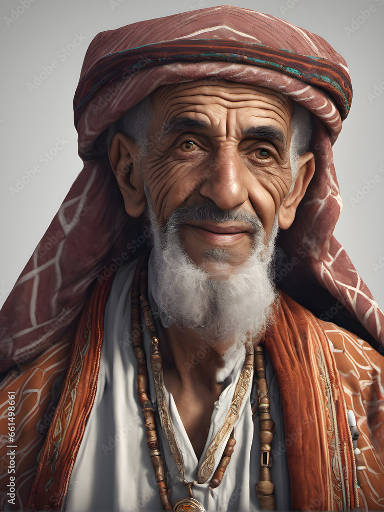 Wisdom and Tradition: Portrait of a Moroccan Elderly Man in National Attire. generative AI