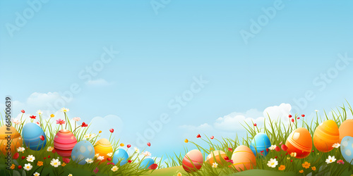 easter eggs in grass background