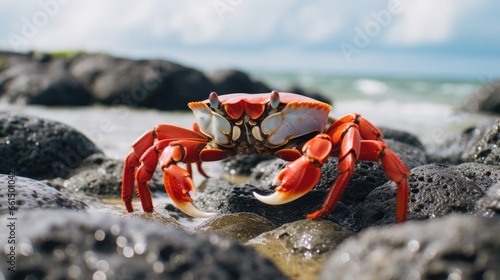 Red crab on beach