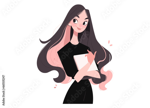Female teacher teaching students at school