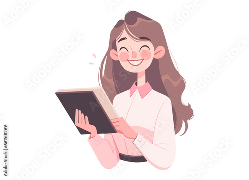 Female teacher teaching students at school