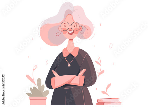 Female teacher teaching students at school