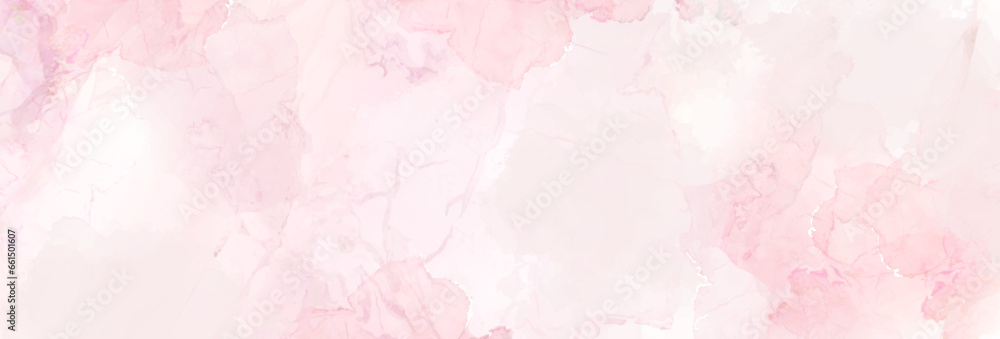 Blush pink watercolor fluid painting vector design card. Dusty rose and white marble geode frame. Spring wedding invitation