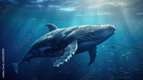 Humpback Whale in Blue Water