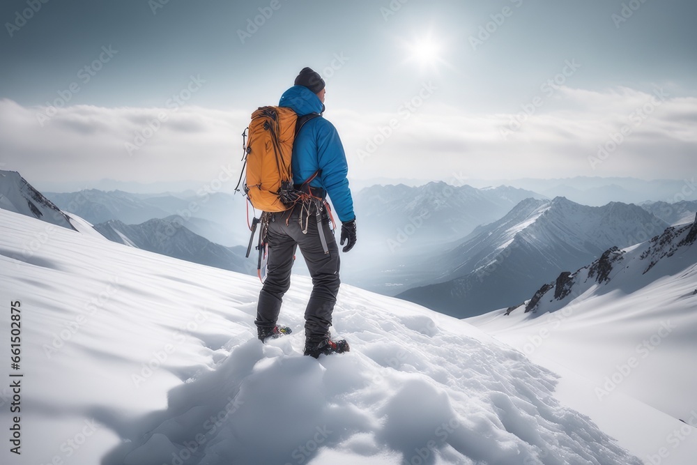 skier on the top of the snow mountain