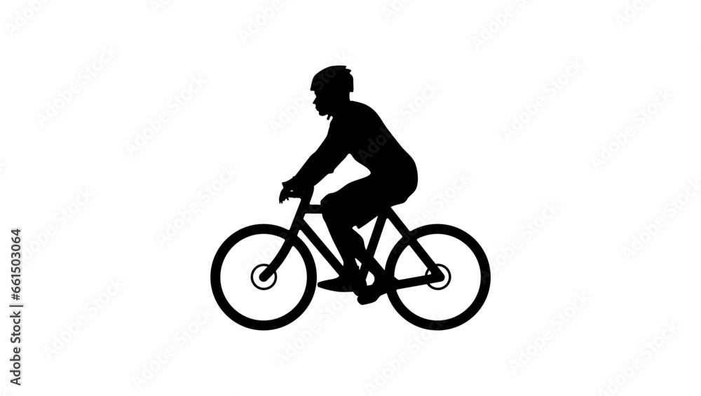 Man Riding Bike, black isolated silhouette Man Riding Bike, black isolated silhouette