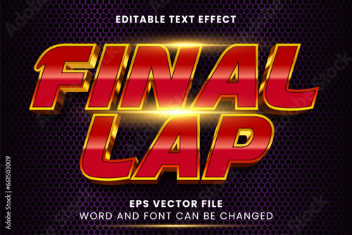 Final lap motorcycle theme 3d editable vector text effect	