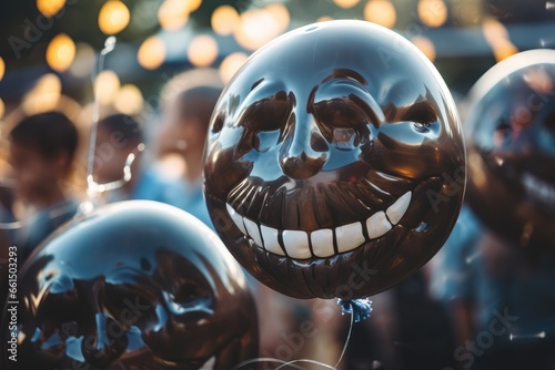 helloween balloons with spooky faces - AI Generated