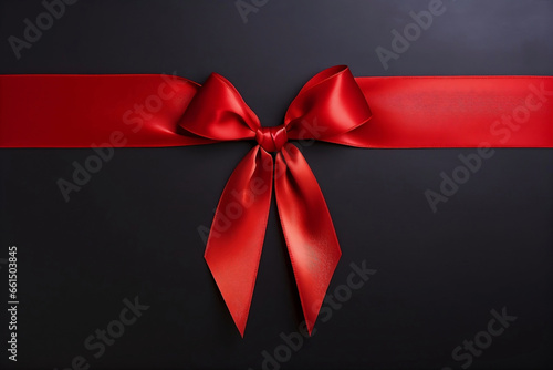 red bow on black background, Red Ribbon Resilience: A Close-Up Tribute to the Universal Symbol of HIV/AIDS Awareness and Support. World AIDS Day