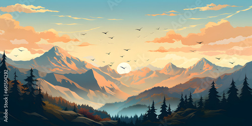 Mountain landscape with sky background