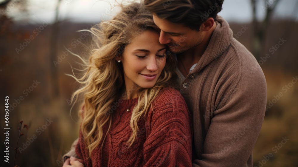 Fototapeta premium a couple in love warming up in an embrace
