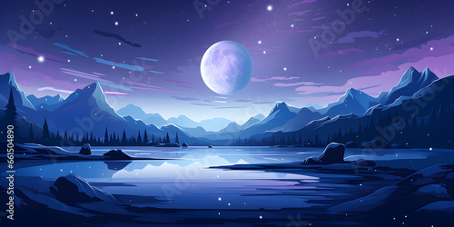 landscape with mountains and moon photo