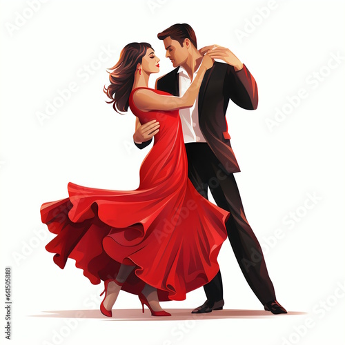 Energetic Couple Dancing - Vector Illustration