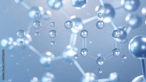 phenoxyethanol molecular structure 3d, flat model, glycol ethers, structural chemical formula view from a microscope