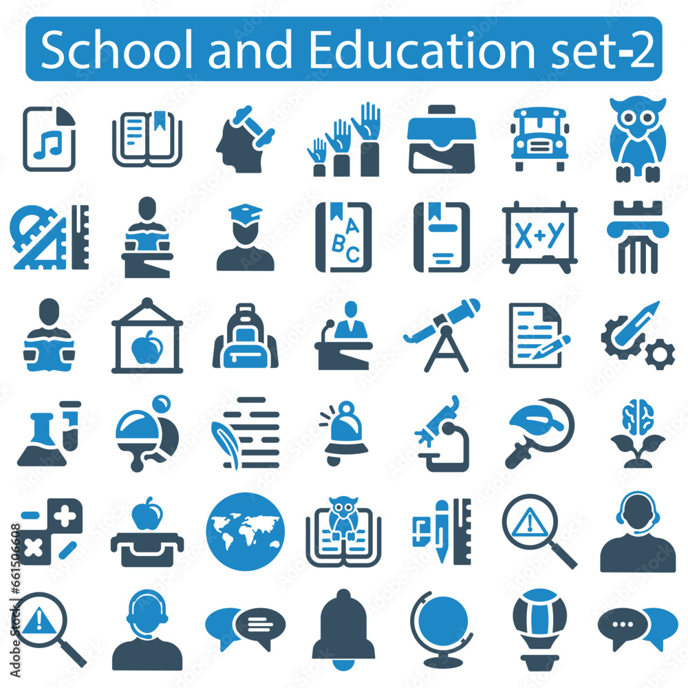 School and Education icon set vector illustration