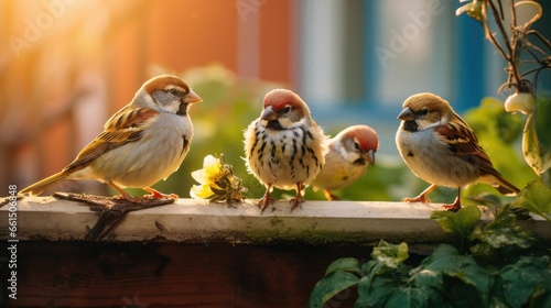 Sparrow family in back yard