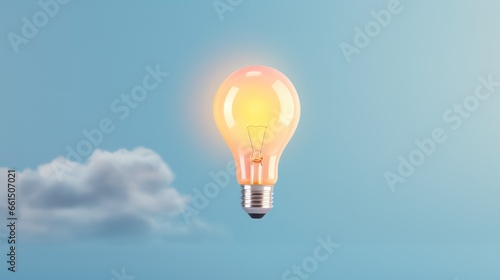 Imagination concept. Light bulb with sparkles. 
