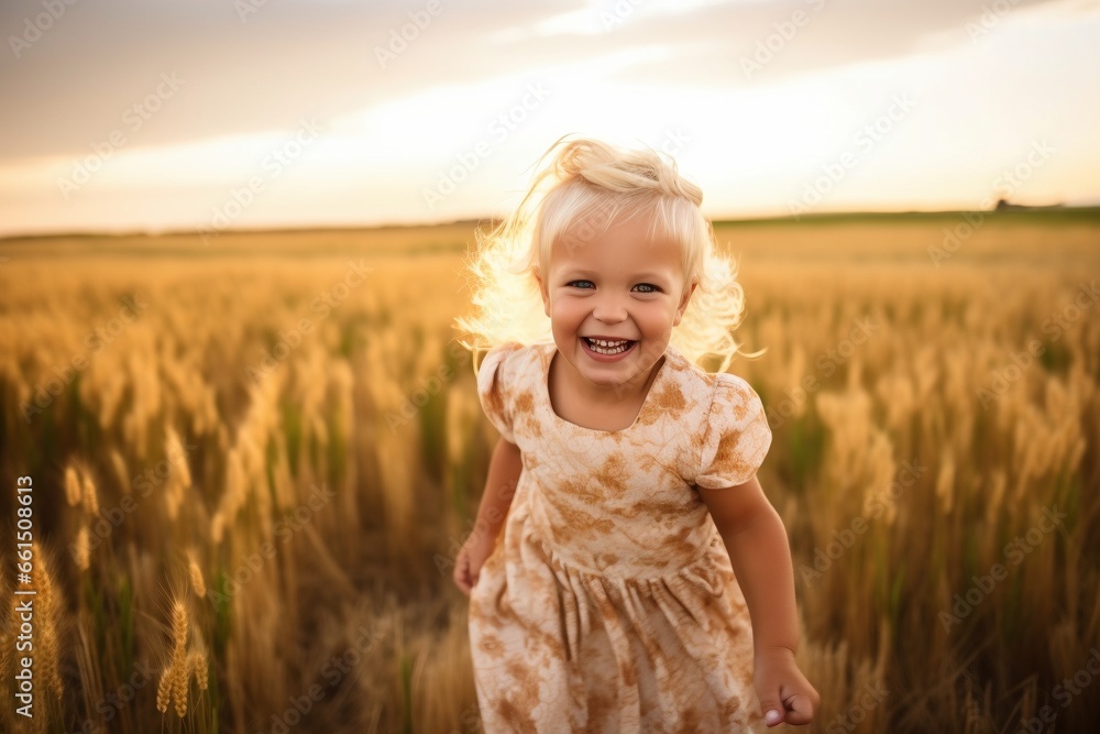 Field of Dreams: A Young Girl's Playful Run Amidst Nature's Canvas Field of Dreams: A Young Girl's Playful Run Amidst Nature's Canvas