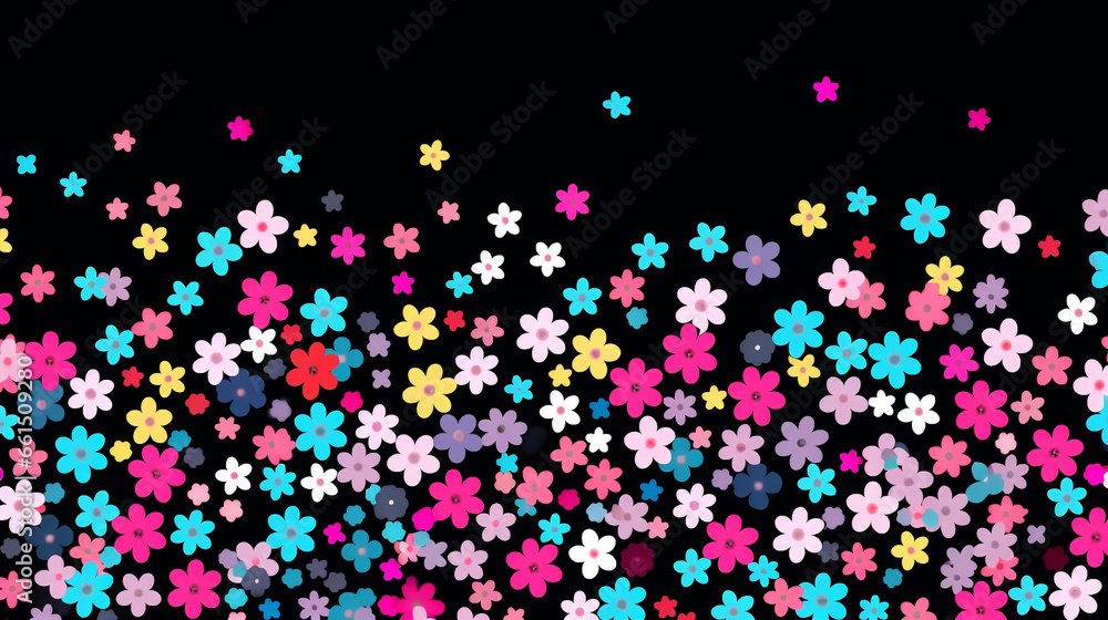 Dense minimalist flower vector art pattern with colors isolated on a nice background. This flower pattern is repeated in a random order.
