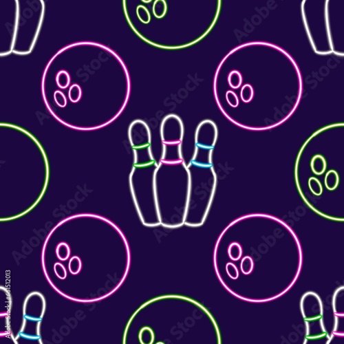 seamless pattern beer glowing desktop icon, neon bowling ball sticker, neon skittles figure, glowing figure, neon geometrical figures 