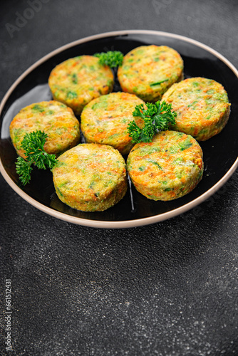 fresh vegetable cutlet broccoli, carrots, potatoes, onions, vegetables appetizer meal food snack on the table copy space food background rustic top view 