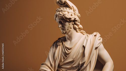 Ancient Greek sculpture on orange background