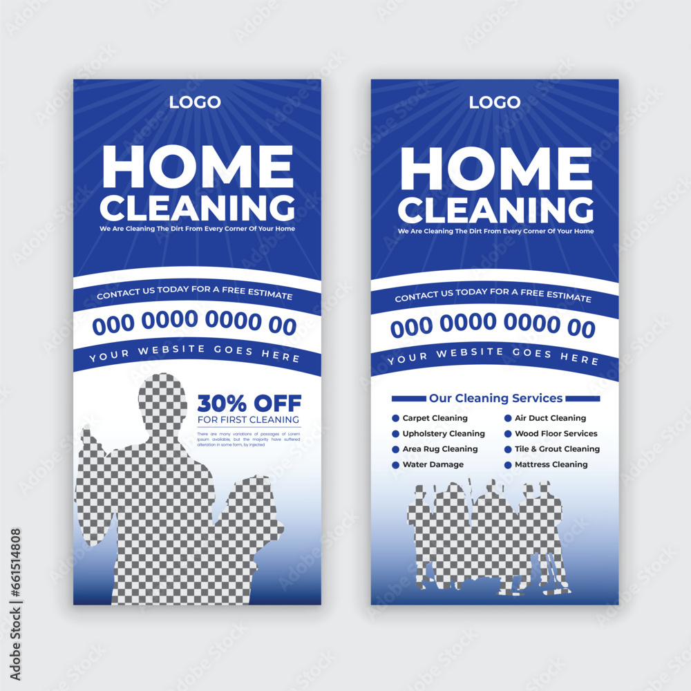 Home cleaning service Dl flyer template or rack card for roof cleaning