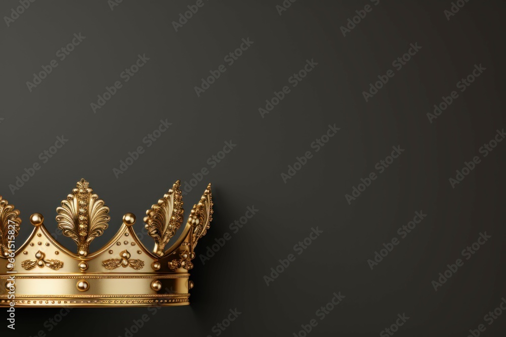 Ornate Crown background. Gold treasure award. Generate Ai - obrazy, fototapety, plakaty 