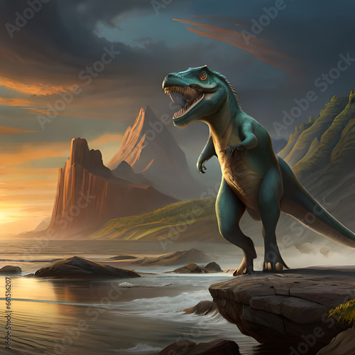huge ancient dinosaurs looking for food © protix