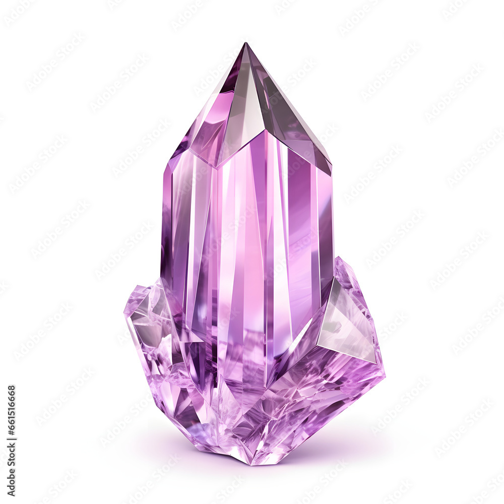 closeup purple crystal isolated on white background closeup purple crystal isolated on white background